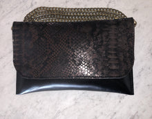 Python Printed & Embossed Leather Convertible Clutch - Bronze