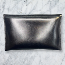 Snake Embossed Leather Flap Clutch