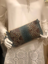 Abbey Convertible Clutch- Turquoise & Brown