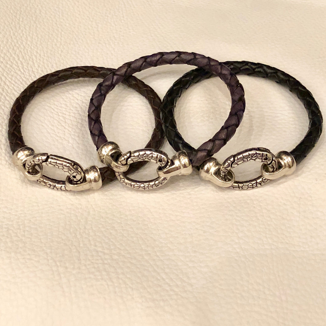 Croc Lobster Claw Leather Bracelet