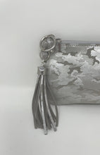 Gray Camouflage Convertible Leather Clutch with Tassel Keychain Bag Clip
