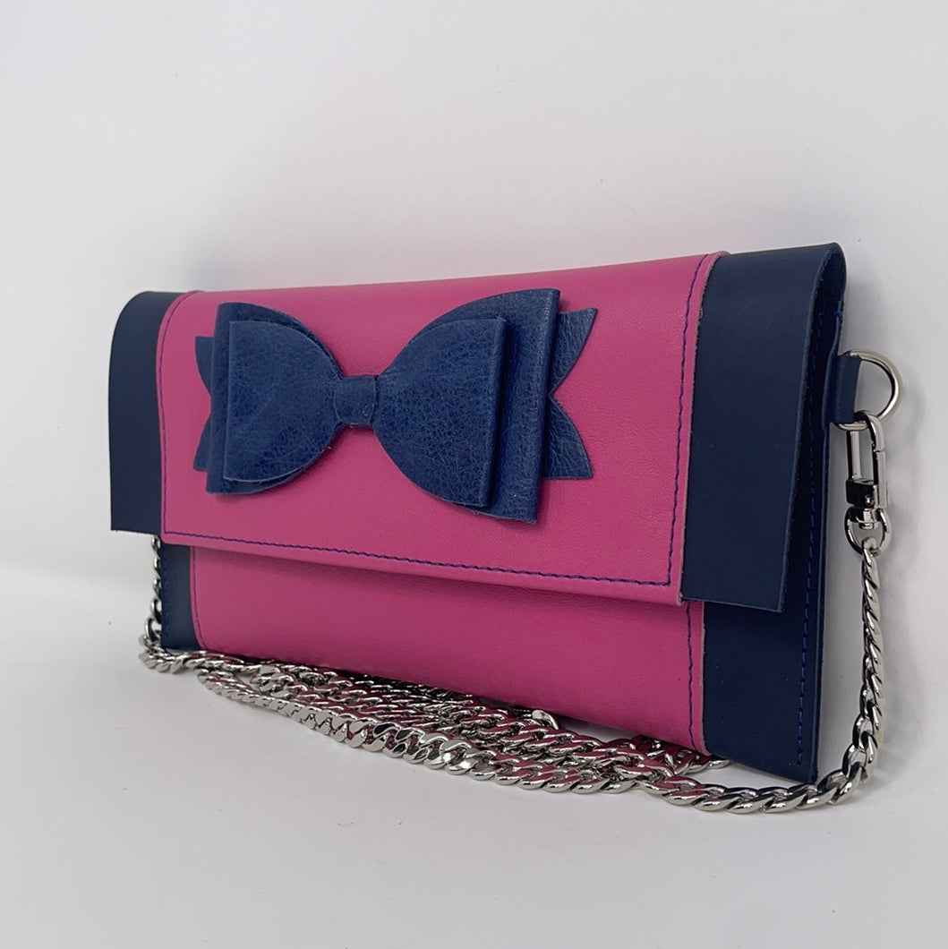 Blue Bow Convertible Clutch