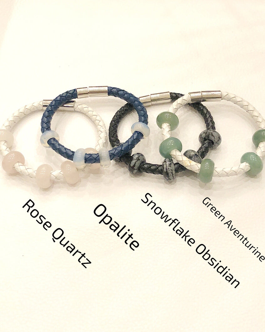 Semiprecious stone slider bracelet