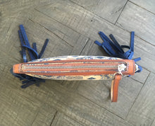 Justine Wristlet- Mosaic Cork and Blue Leather Snake Embossed Fringe
