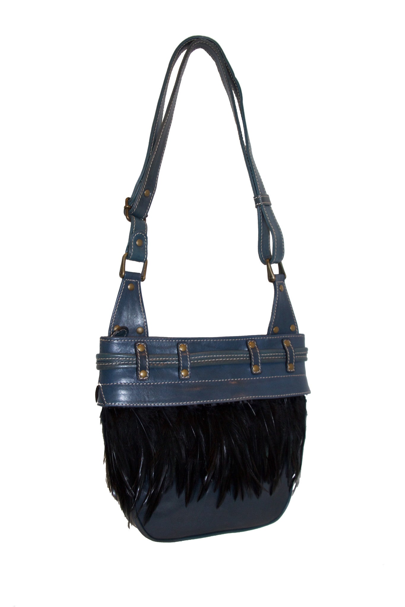 Black feather cross body bag Clearance