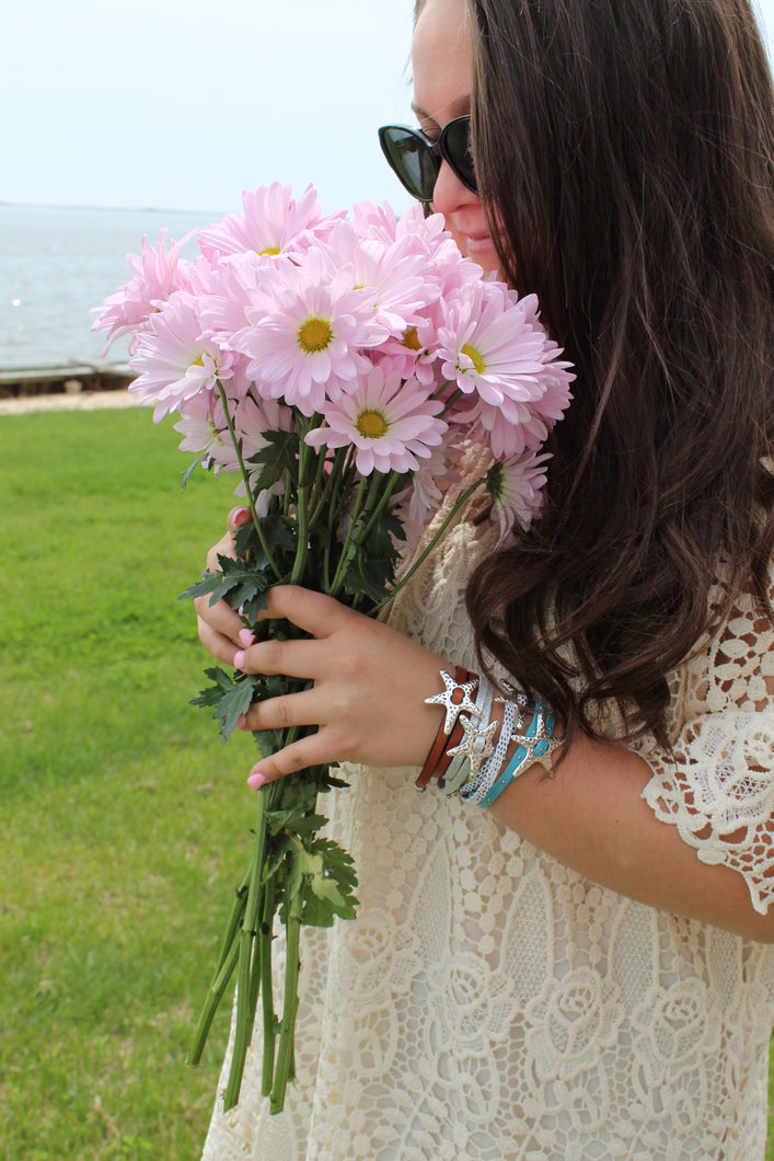 Starfish Leather Wrap Bracelet