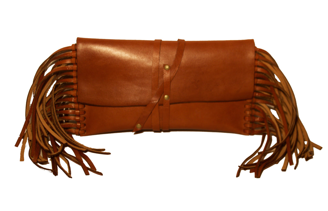 Lauren Convertible Single Strap Wrap Clutch-Natural Edge-Cognac