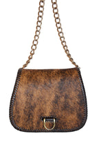 Tenley Crossbody Saddle Bag- Brown Hair-On leather hide